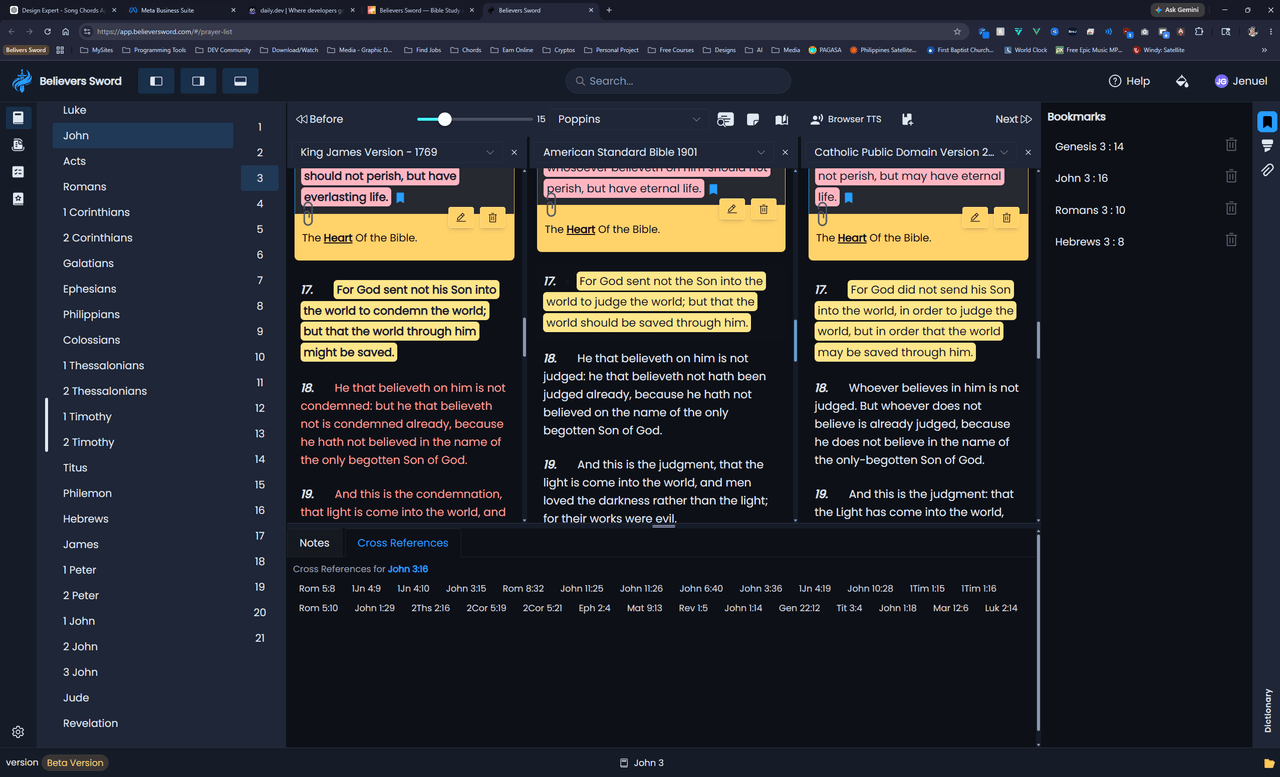 Believers Sword web view interface